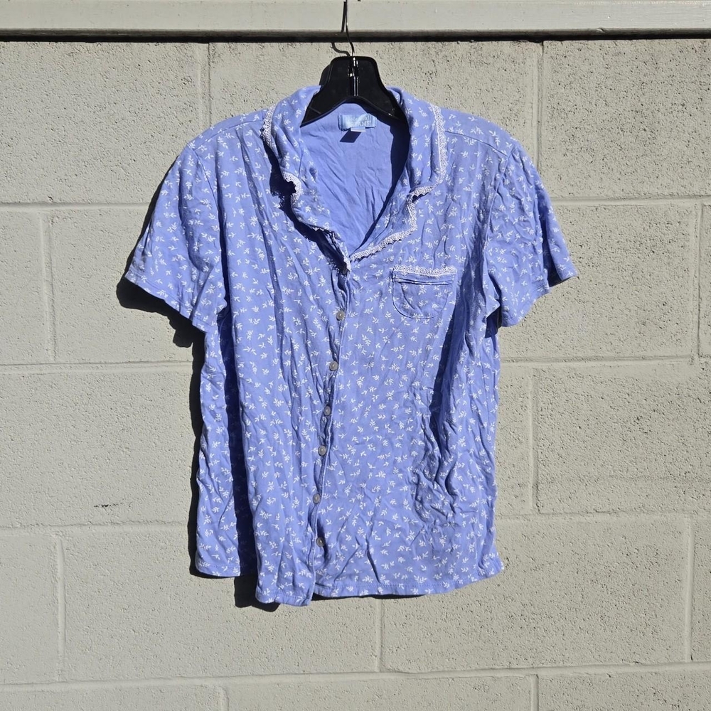 Blue Short Sleeve Button Up Shirt